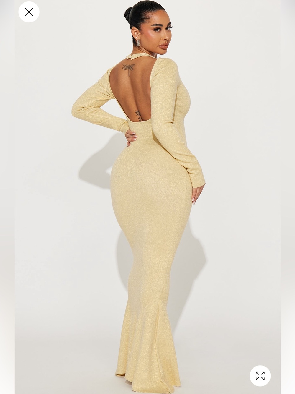 Fashion Nova Gold Maxi Dress